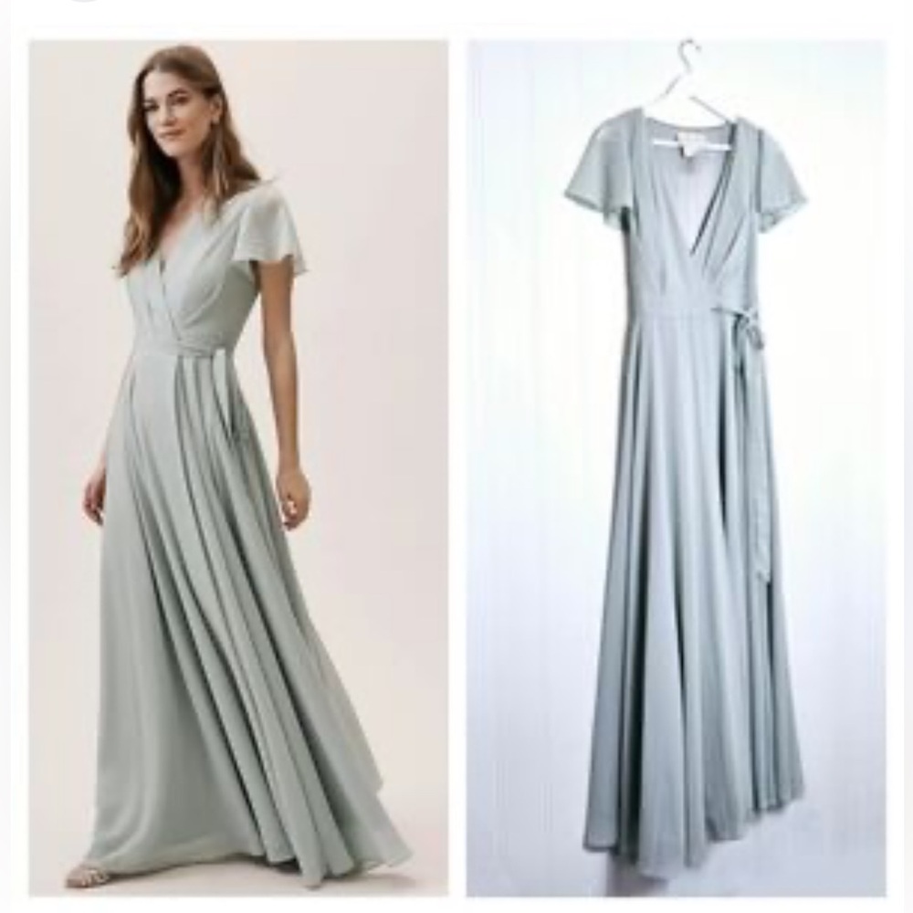 BHLDN Sage Green Maxi Wrap Dress - Picture 2 of 16
